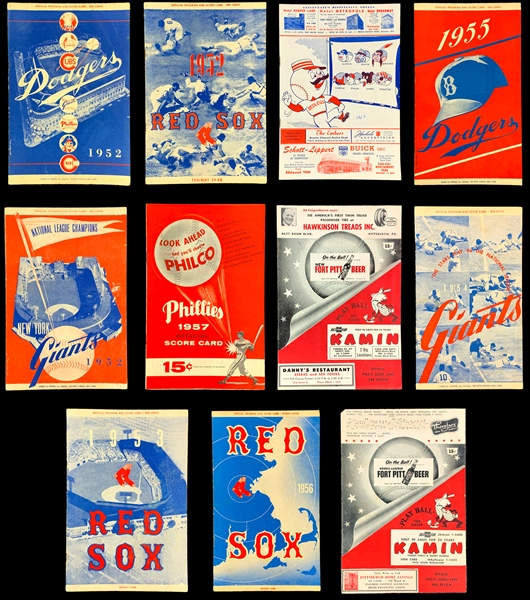 1950s-1960s Major League Scorecard Collection of 22 with Dodgers, Red Sox, Cubs, Giants, Senators and More