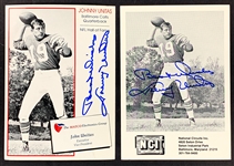 Pair of Johnny Unitas Signed Postcards (2) (BAS)