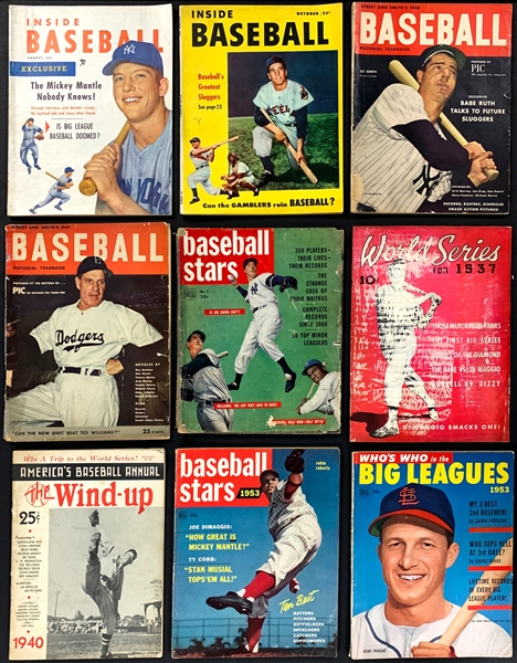 Dick Perezs Personal 1950s-1960s Baseball Magazine Collection of 48 – with <em>Baseball Stars</em>, <em>Whos Who</em>, <em>Street and Smiths</em> and others