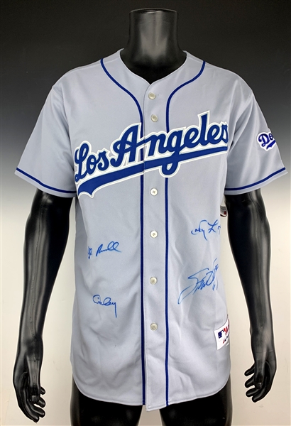 1981 World Series Champion Los Angeles Dodgers Infield Signed Jersey with Cey, Lopes, Garvey and Russell (BAS)