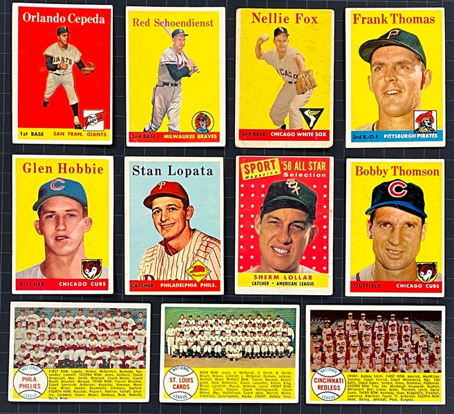 1958 Topps Baseball Collection (175) Including Cepeda Rookie and Duplicates 
