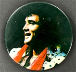 1976 Elvis Presley Cleveland Coliseum Concert Collection Incl. Ticket Stub, Souvenir Album, Souvenir Pinback and Photo of Elvis on Stage