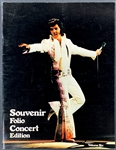 1976 Elvis Presley Cleveland Coliseum Concert Collection Incl. Ticket Stub, Souvenir Album, Souvenir Pinback and Photo of Elvis on Stage