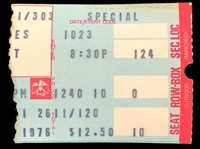 1976 Elvis Presley Cleveland Coliseum Concert Collection Incl. Ticket Stub, Souvenir Album, Souvenir Pinback and Photo of Elvis on Stage