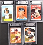 Whitey Ford Signed Baseball Cards (5) Incl. 1954 Bowman #177 and 1958, 1959, 1962 and 1966 Topps (BAS)