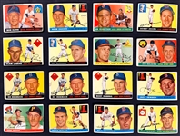 1955 Topps Baseball Partial Set (116/208) Including Ted Williams and Hank Aaron