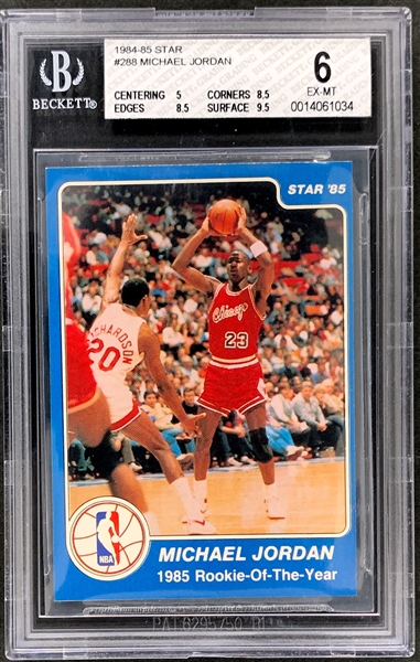 1985 Star Co. #288 Michael Jordan "1985 Rookie of the Year" - BGS EX-MT 6