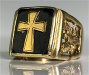 Elvis Presley Owned 14K Gold and Onyx Eagle and Cross Ring