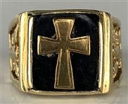 Elvis Presley Owned 14K Gold and Onyx Eagle and Cross Ring