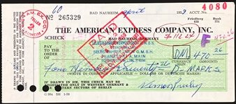 1959 Elvis Presley American Express Check Signed by Vernon Presley (BAS)