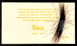 A Large Lock of Elvis Presley's Hair from His Hairdresser Homer “Gill” Gilleland on His Trademark Card