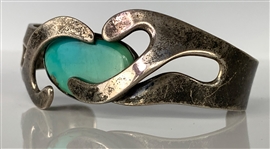 Elvis Presley Owned Sterling Silver Bracelet with a Large Turquoise Stone Gifted to His Cousin Patsy Presley