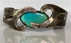 Elvis Presley Owned Sterling Silver Bracelet with a Large Turquoise Stone Gifted to His Cousin Patsy Presley