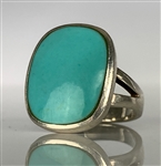 Elvis Presley Owned Sterling Silver Ring with Large turquoise Stone Gifted to His Cousin Patsy Presley