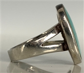 Elvis Presley Owned Sterling Silver Ring with Large turquoise Stone Gifted to His Cousin Patsy Presley