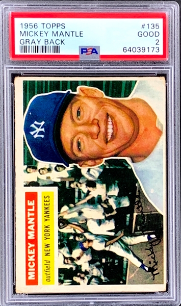 1956 Topps #135 Mickey Mantle – PSA GD 2
