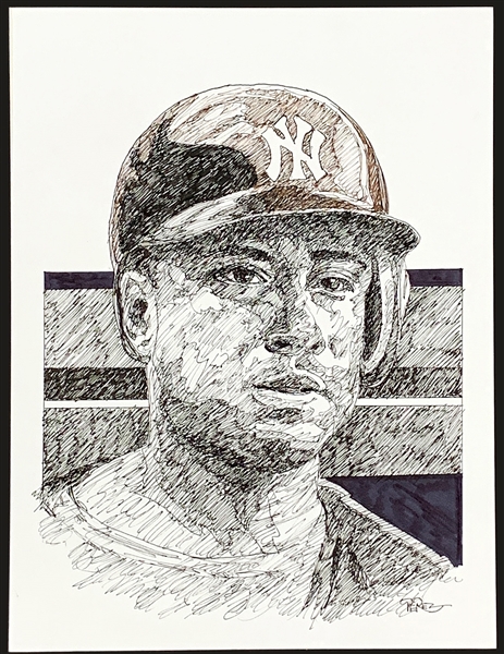 Bernie Williams Original Artwork by Dick Perez 