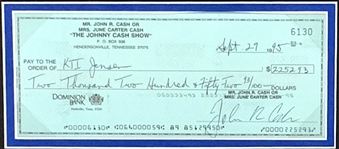 Johnny Cash Signed “Johnny Cash Show” Check from His Estate Sale – in Framed Display (BAS)