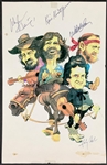 The Highwaymen Artwork Signed by Johnny Cash, Kris Kristofferson, Willie Neslon and Waylon Jennings (BAS)
