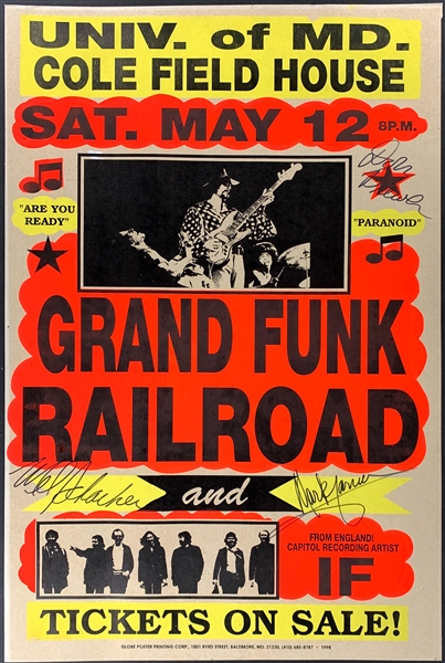 Grand Funk Railroad Band-Signed Concert Poster – Mark Farner, Don Brewer and Mel Schacher (BAS)