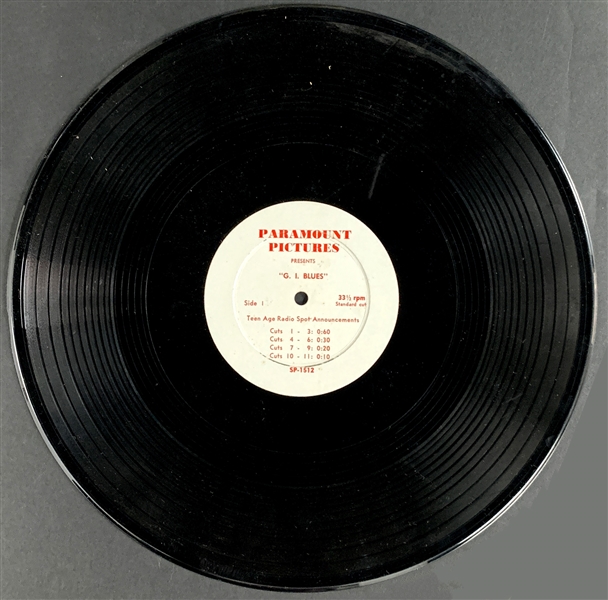 1960 “Paramount Pictures” <em>G.I. Blues</em> Radio Spots 33 1/3 RPM 12-Inch LP with 18 Radio Commercials for Elvis Presley’s Film