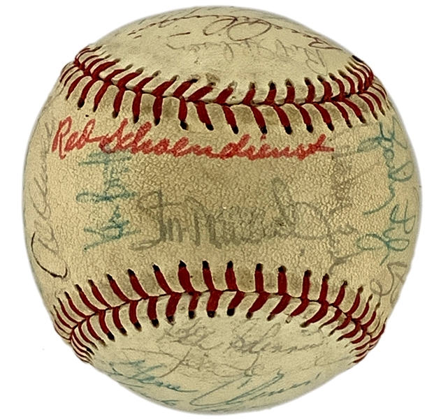 1974 National League All Star Team “Pittsburgh Pirates” Signed Baseball Loaded with HOFers Incl. Satchel Paige, Stan Musial and Hank Aaron (BAS) 