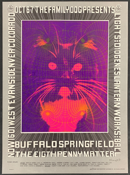 1967 Buffalo Springfield Concert Poster (FDD-5 Second Printing) 1601 West Evans Denver, Colorado – Family Dog Productions