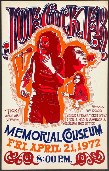 1972 Joe Cocker Concert Poster Vancouver Memorial Coliseum 