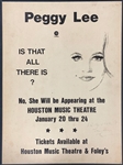 1969 Peggy Lee Signed <em>Is That All There Is?</em> Capitol Records Concert Promo Poster (BAS)