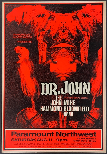 1973 Dr. John/Hammond Bloomfield Band Concert Poster – Paramount Northwest, Seattle, Washington