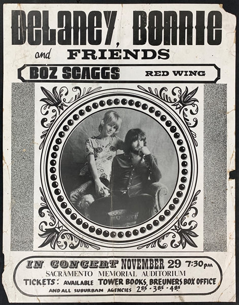 1970 Delaney, Bonnie and Friends and Boz Scaggs Concert Poster – Sacramento Memorial Auditorium