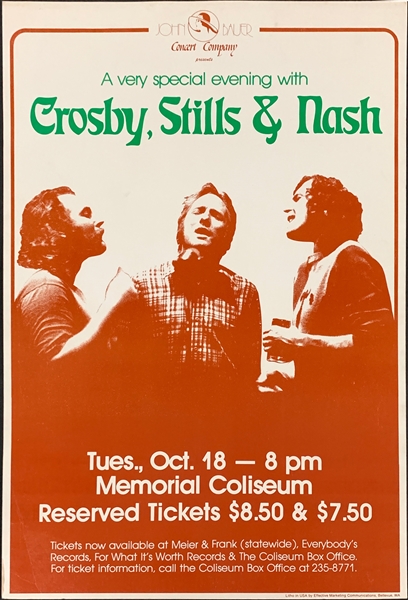 1977 Crosby, Still & Nash Concert Poster – Portland Memorial Coliseum