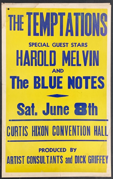1974 Temptations with Harold Melvin and The Blue Notes Concert Poster – Curtis Hixon Hall, Tampa, Florida