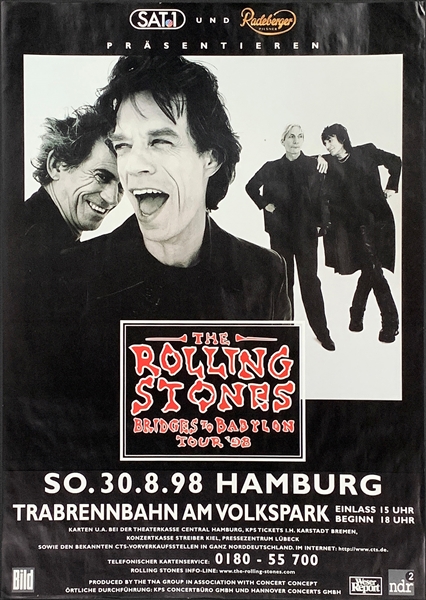 Pair of Rolling Stones Concert Posters – 1998 Hamburg, Germany and 1999 San Jose, California