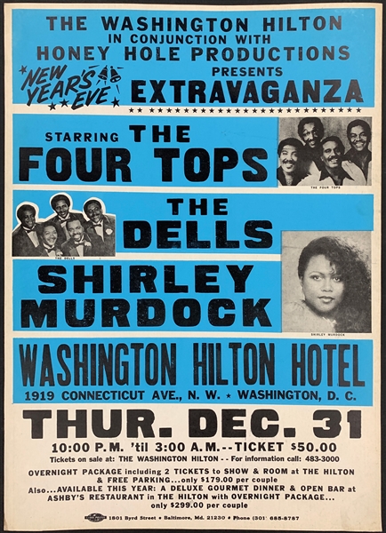 1987 Four Tops Concert Poster – New Years Eve at The Washington, D.C. Hilton