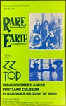1973 Rare Earth and ZZ Top Concert Poster (Concerts West) – Portland Coliseum