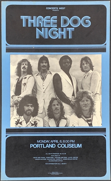 1974 Three Dog Night Concert Poster (Concerts West) – Portland Coliseum