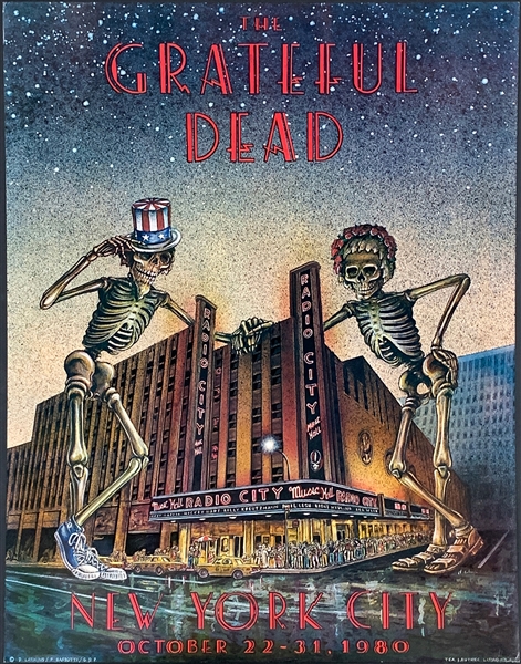 1980 Grateful Dead RARE Radio City Music Hall, NYC Concert Poster (First Printing)