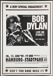 1998 Boby Dylan Concert Poster <em>Time Out of Mind</em> European Tour – Hamburg Stadtpark, Germany