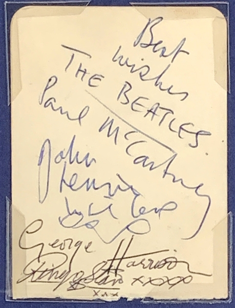 1962 Beatles Signed Autograph Book Page – John Lennon, Paul McCartney, George Harrison and NEW Drummer Ringo Starr!