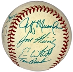 1987 Red Sox and Blue Jays Stars Signed Baseball Incl. Fred McGriff, Cecil Fielder Plus Joe Morgan (10 Signatures) (BAS)
