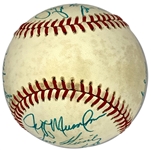 1987 Red Sox and Blue Jays Stars Signed Baseball Incl. Fred McGriff, Cecil Fielder Plus Joe Morgan (10 Signatures) (BAS)