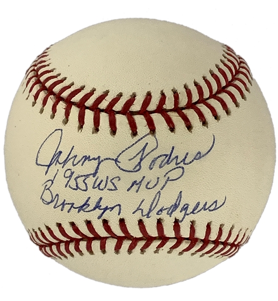 Johnny Podres “1955 WS MVP Brooklyn Dodgers” Signed and Inscribed Baseball (JSA)