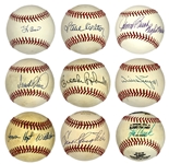 Baseball Hall of Famers Single Signed Baseball Collection of 17 Incl. Frank Robinson, Brock, Banks, Berra and Others (BAS/JSA)
