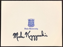 Mike Krzyzewski Signed Duke University Thank You Card (BAS)