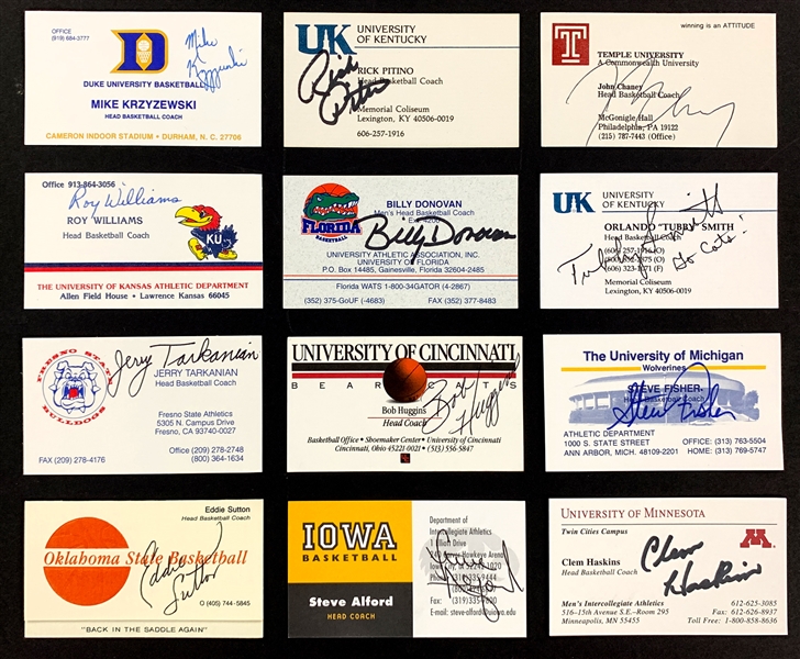NCAA Basketball Coaches Signed Business Cards (47) Incl. Mike Krzyzewski, Rick Pitino, Roy Williams and Many Others (BAS)