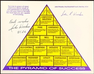 John Wooden Signed “Pyramid of Success” and 8 x 10 Photo Coaching for UCLA (BAS)