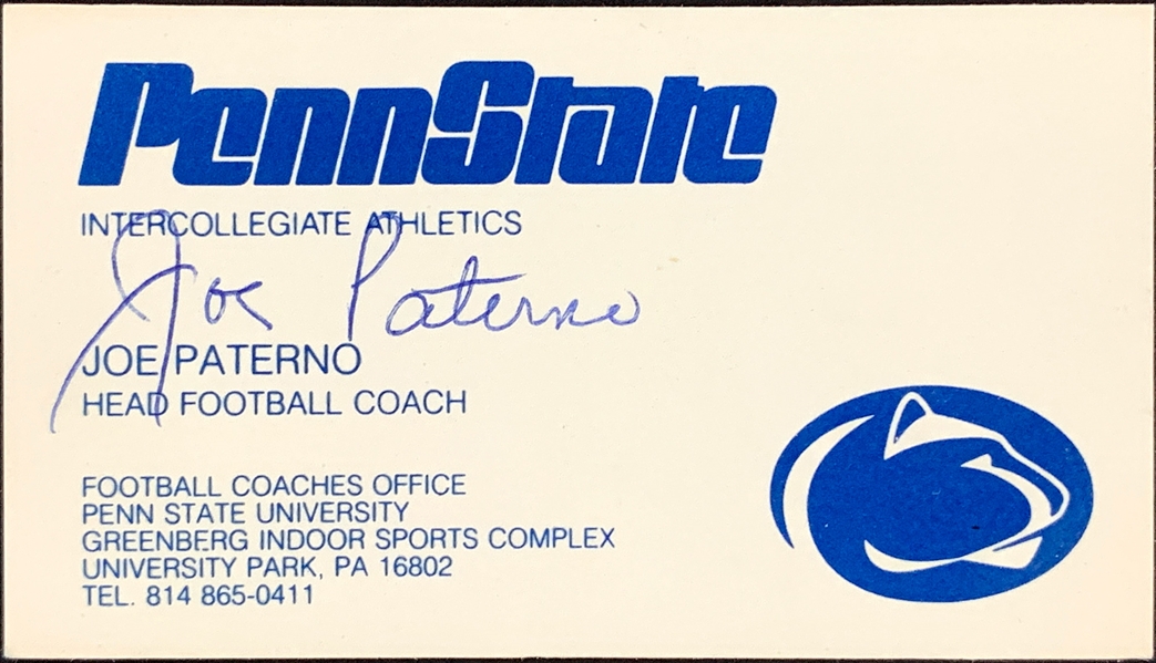 Joe Paterno Signed Penn State Business Card (BAS)