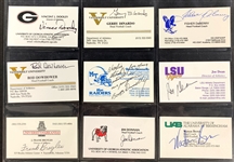 NCAA Football Coaches Signed Business Cards (69) Incl. Tom Osborne, Nick Saban and Others (BAS)