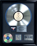 RIAA Quadruple Platinum Record Award for Van Halen 1979 LP <em>Van Halen II</em> - Certified in 1990 - “Presented to Eddie Van Halen”